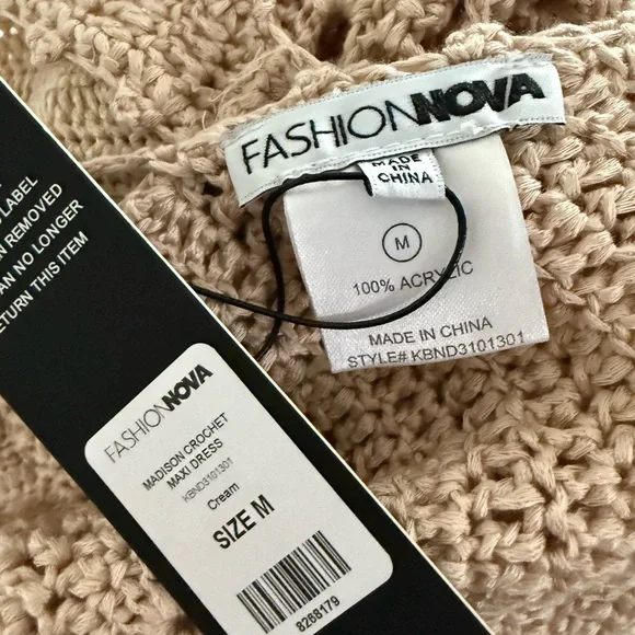 Fashion Nova Tan Crochet Maxi Dress so sexy on ❤️new !! Never used - Picture 5 of 5